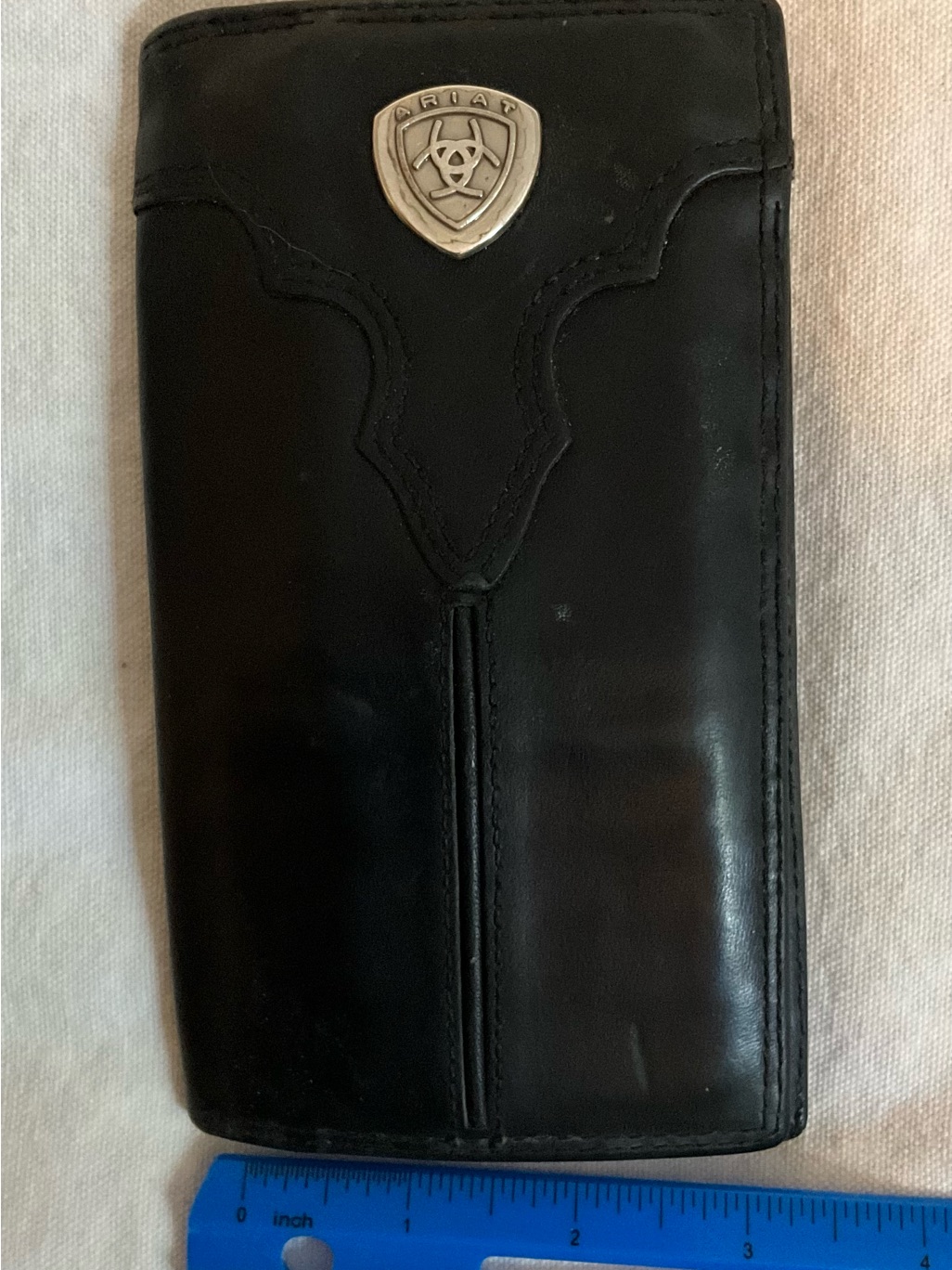 Ariat Black Leather Rodeo Wallet With Silver Concho